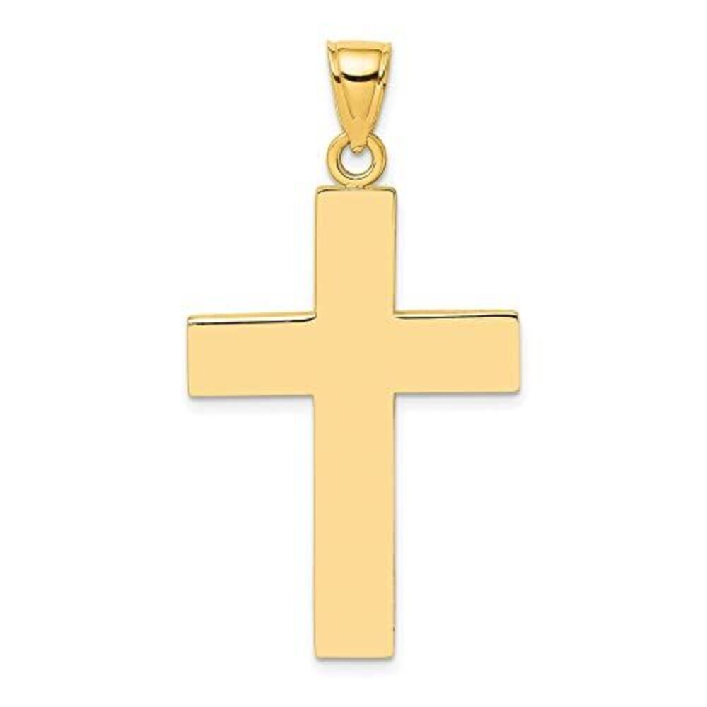 10k Yellow Gold Polished Large Block Cross W/ Ope… - image 5